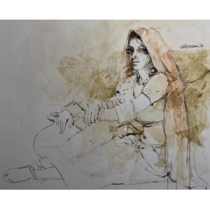 Moazzam Ali, 20 x 24 Inch, Watercolor on Paper, Figurative Painting, AC-MOZ-078